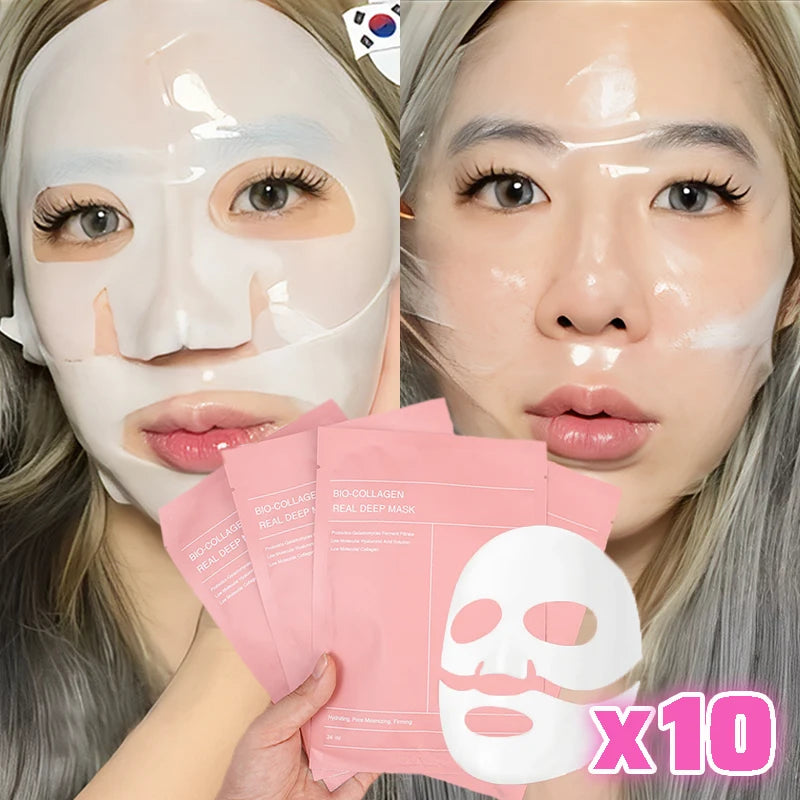 Split Collagen Facial Mask Moisturizing Lasting Deep Hydrating Brighten Shrink Pores Firming Skin Care Gel Masks Nourish Beauty