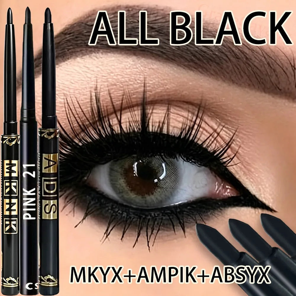 Set 3 Eyelinere Gel Retractabile – Mat, Waterproof, Pigment Intens, Aplicare Precisă