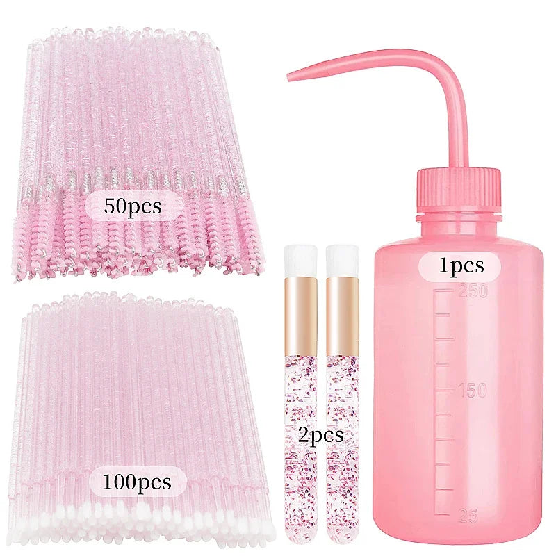 Set Complet Curățare Extensii Gene – Pensule, Pieptene, Microbrush & Sticluță Șampon